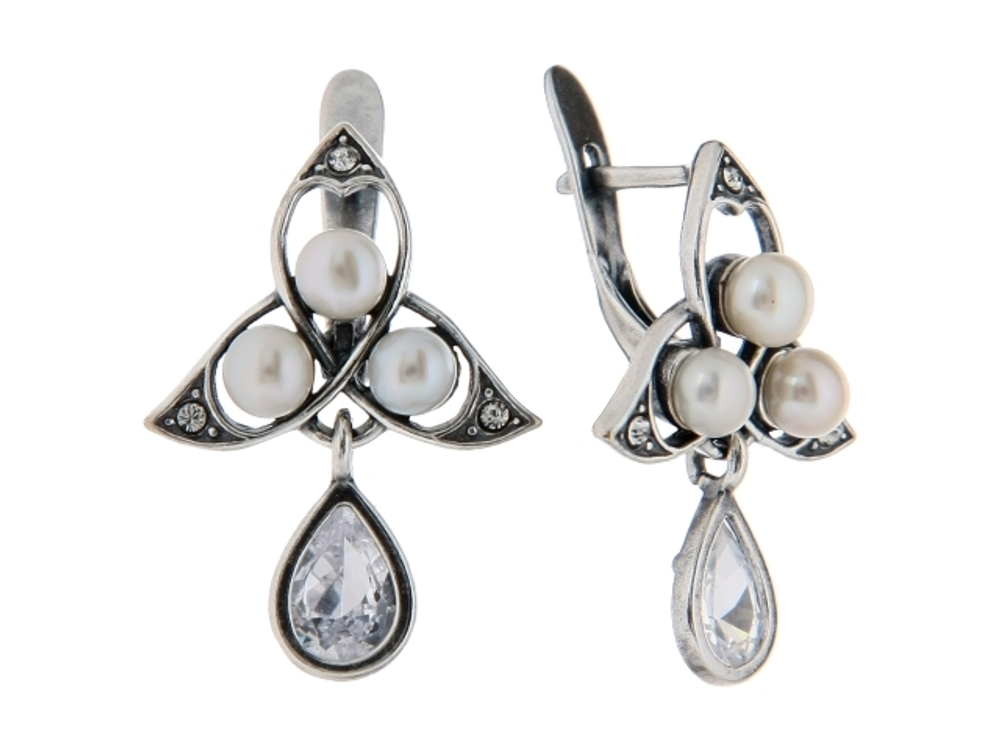 "Кроку" серьги в серебряном покрытии из коллекции "Очарование" от Jenavi  с английским замком