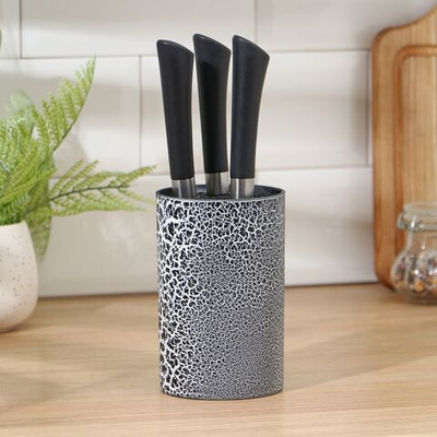 Подставка для ножей с наполнителем Доляна «Кракле», 14×9 см, цвет чёрный (Цвет: не задано)