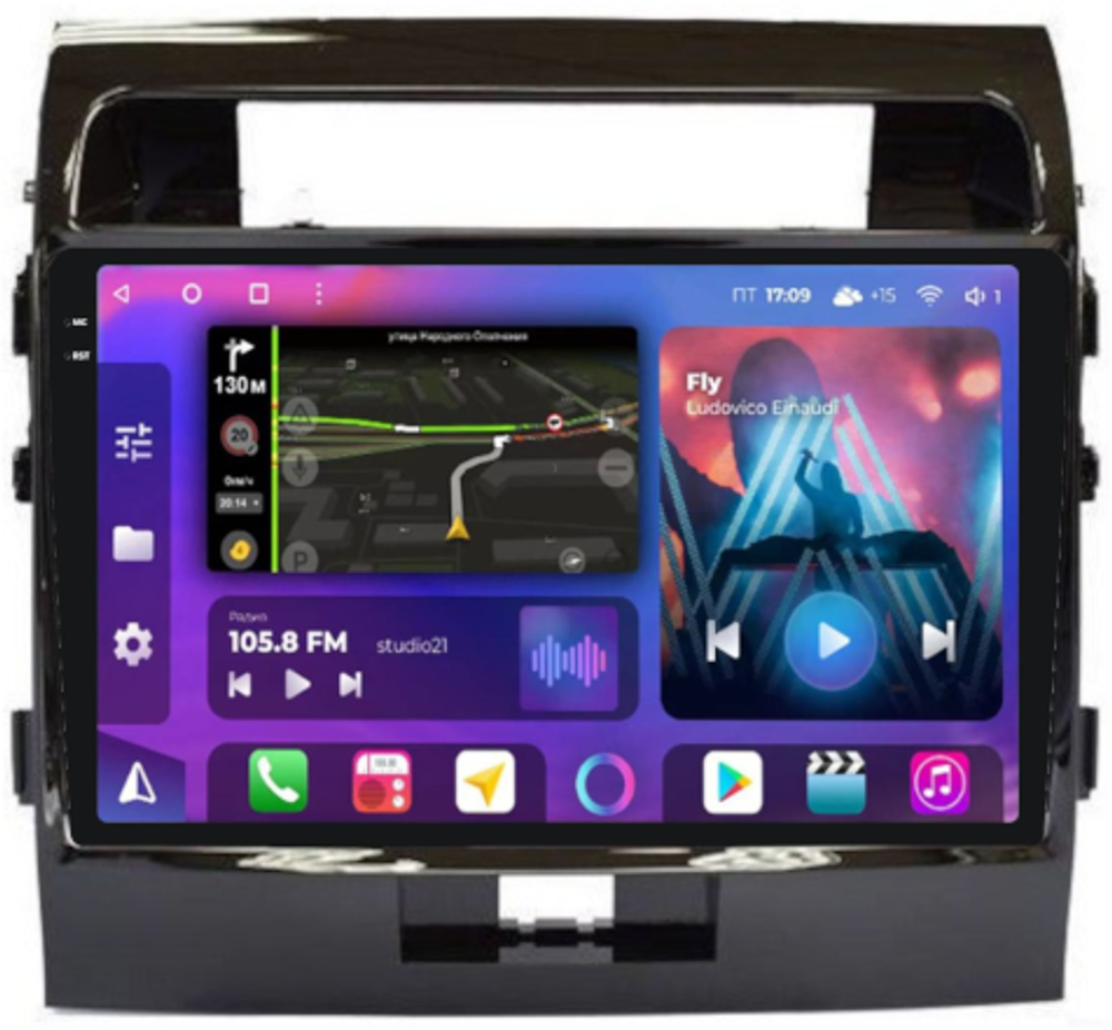 Магнитола для Toyota Land Cruiser 200 2007-2015 (отдельный экран климата) - FarCar XXL381M QLED+2K, Android 12, ТОП процессор, 8Гб+256Гб, CarPlay, 4G SIM-слот