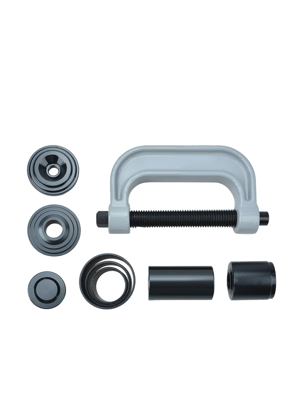 Набор для замены, выпрессовки, снятия, установки сайлентблоков и шаровых опор со струбциной 10 предметов