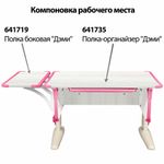 Стол-парта регулируемый "ДЭМИ" СУТ.43, 1000х550х530-815 мм, бежевый каркас, пластик розовый, рамух белый (КОМПЛЕКТ)