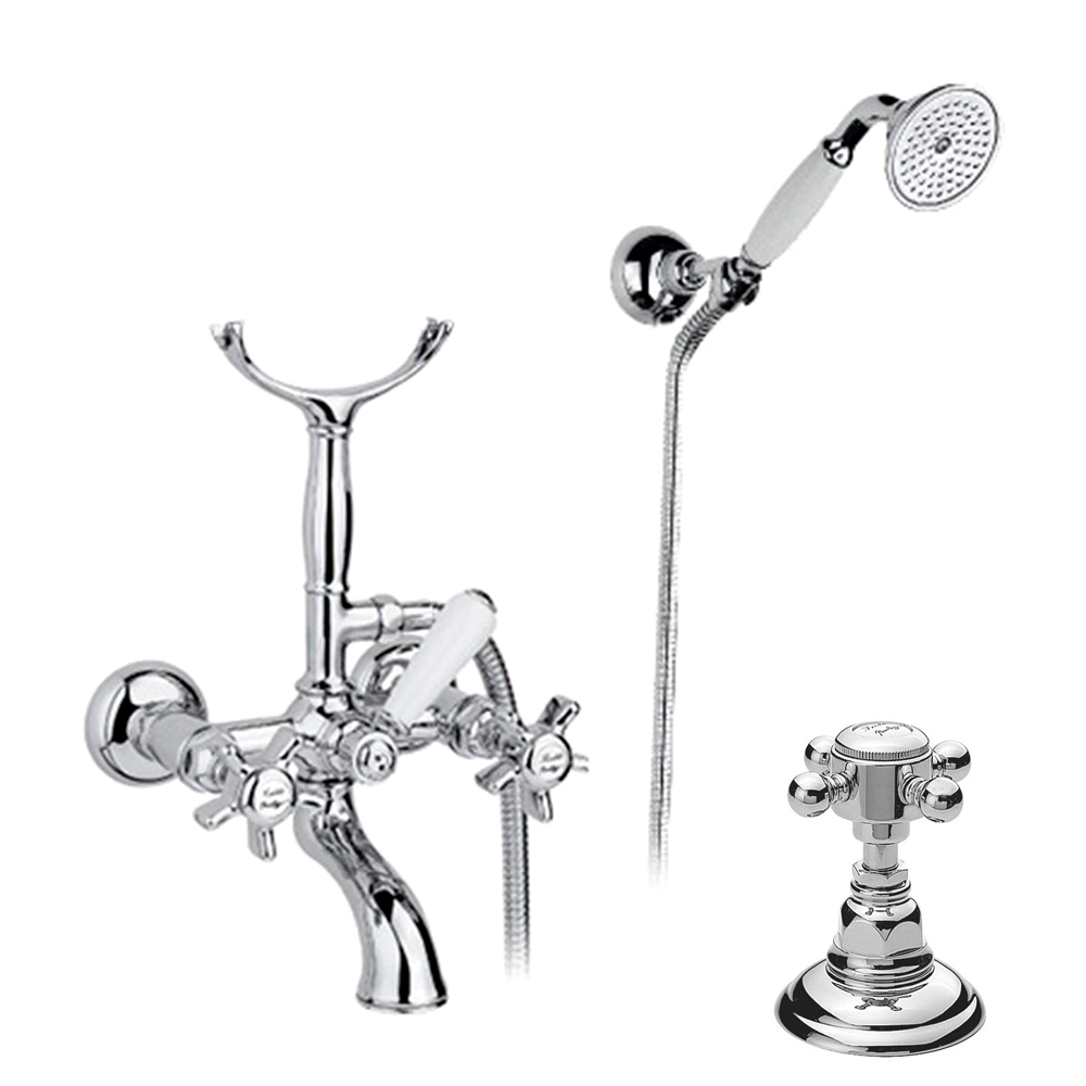 Смеситель для ванны/душа Nicolazzi Half Dome с ручным душем и держателем, античное золото 1402 AG 70