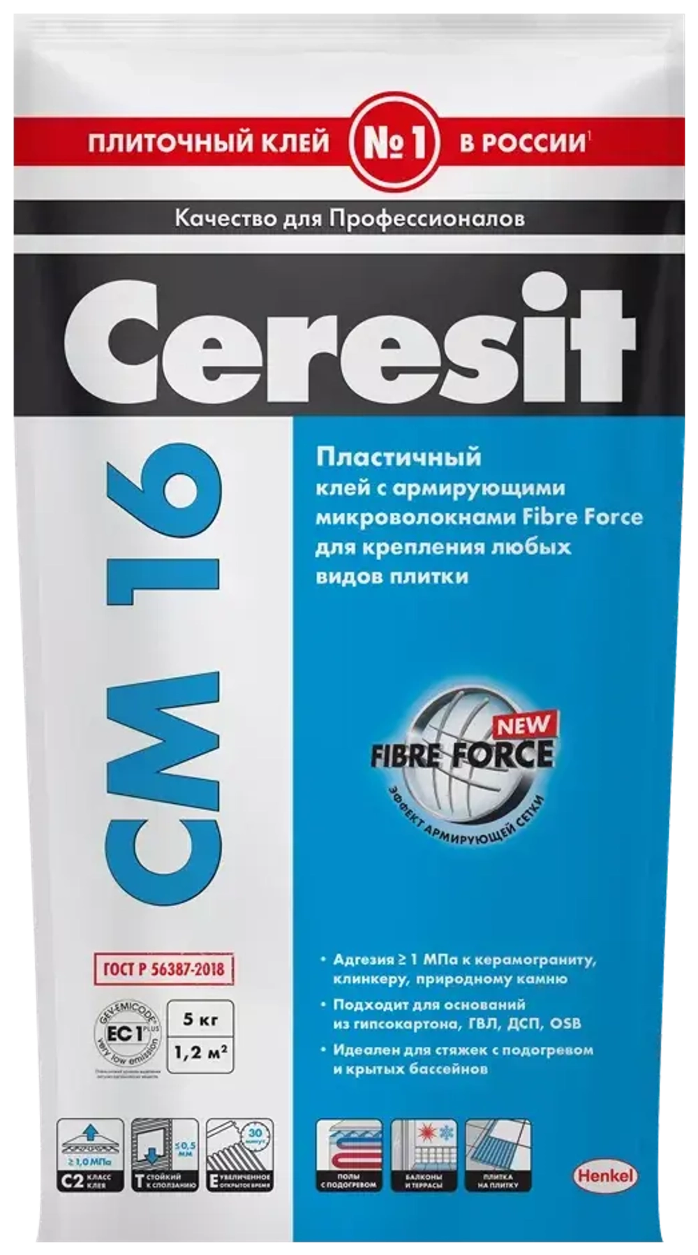 Клей плиточный эластичный армированный Церезит СМ 16