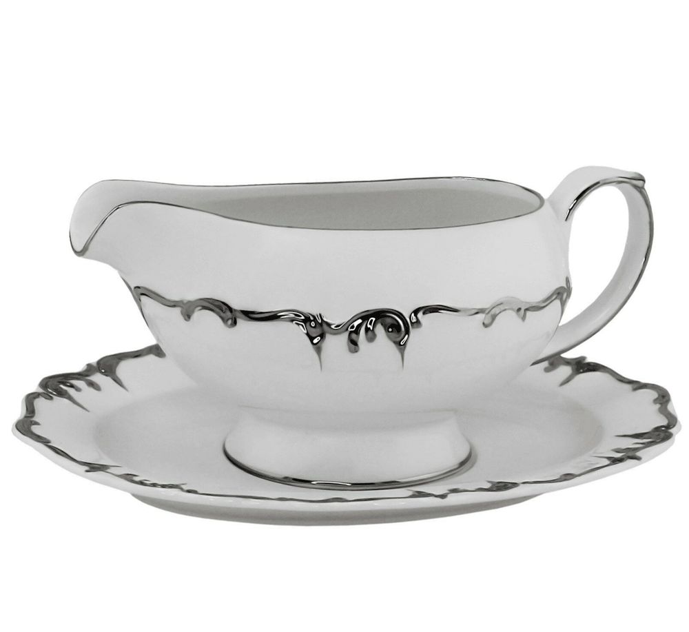 Lenardi 666-407 Соусник 20см ARGENTO с блюдцем в под.уп.(х8)Фарфор