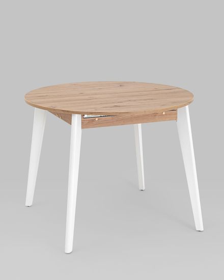 Стол Rondo 100-135*100 дуб/белый