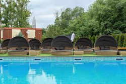 "Стильяно" плетеная кровать круглая, цвет соломенный