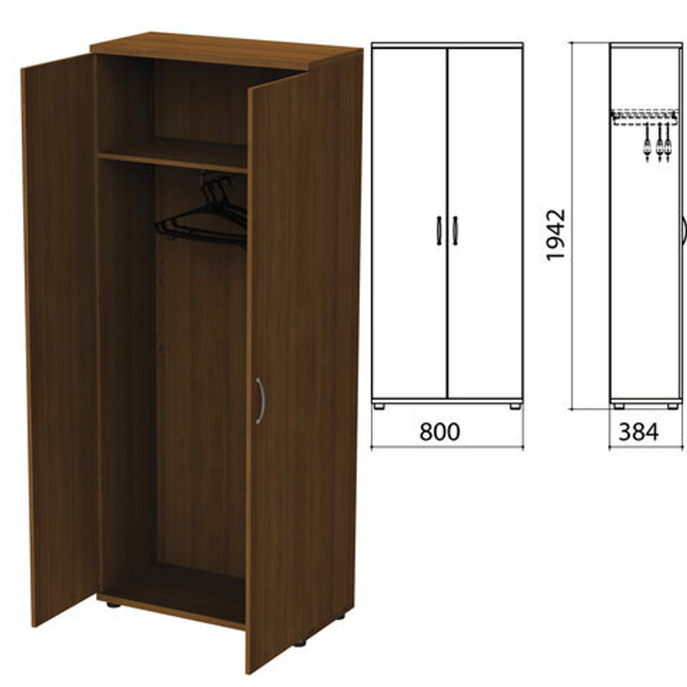 Шкаф для одежды "Этюд", 768х370х1996, орех (КОМПЛЕКТ)