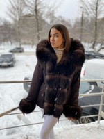 Парка в цвете «шоколад» с мехом песца под Соболь
