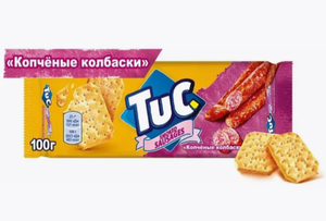 КРЕКЕР TUC СО ВКУС ''КОПЧЕНЫЕ КОЛБАСКИ'' 100ГР