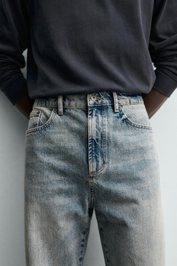 ZARA ДЖИНСЫ STRAIGHT ДЛИНОЙ ДО ЩИКОЛОТКИ, ВЫЦВЕТШИЙ СИНИЙ
