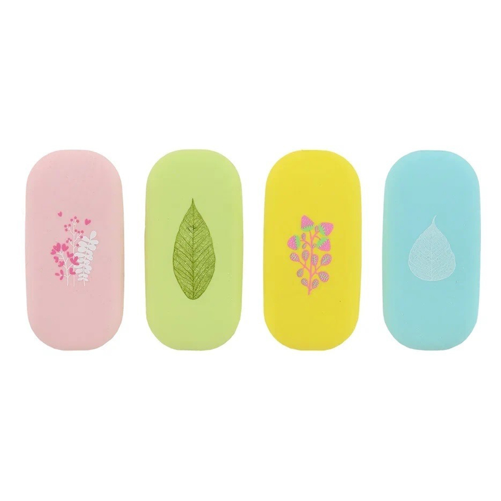 Ластик Basir, прямоугольная форма, серия "Листики", с мягкими углами, цветной корпус, с рисунком листочков