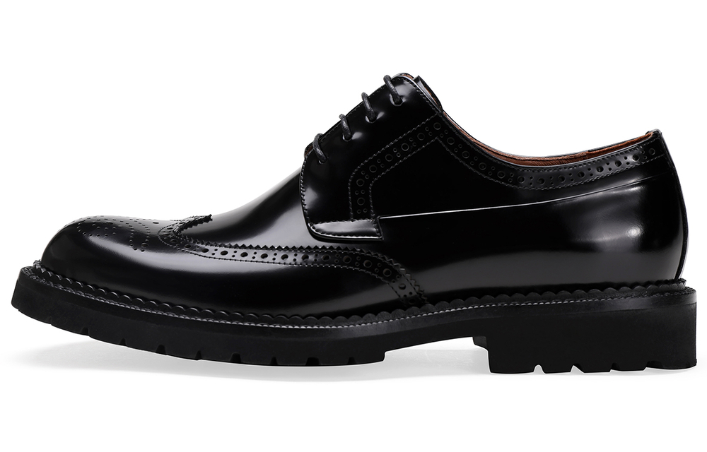 BOSSSUNWEN Top Grain Cow Leather Dress Shoes Men"s Black