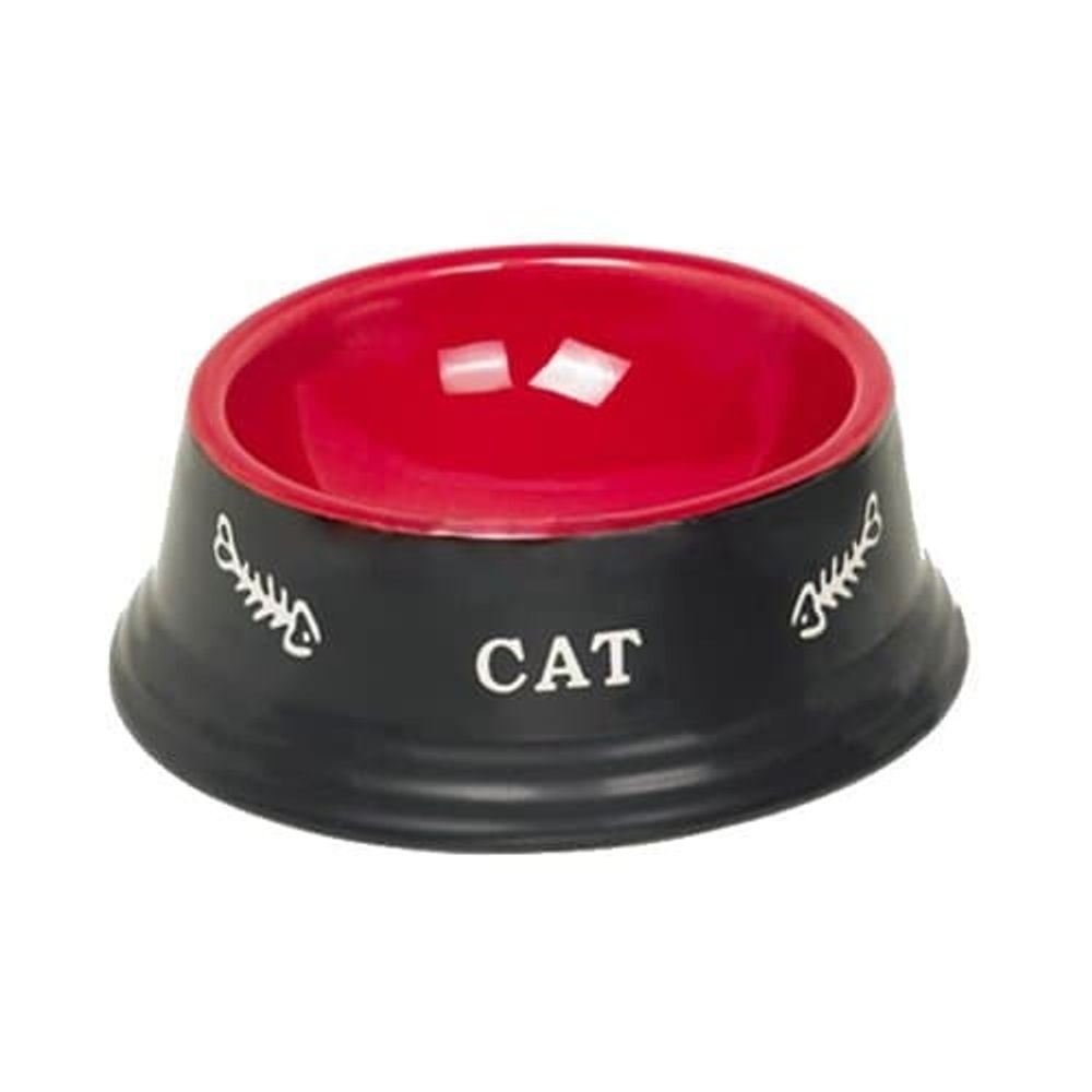 Миска 14x4,8см керамика черная с рисунком CAT