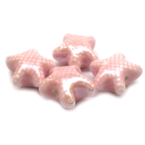Керамические бусины "Морская звезда" 20 мм, светло-розовые