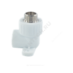 Угольник PP-R комбинированный белый Дн 20х3/4" НР с креплением VALFEX 10121120