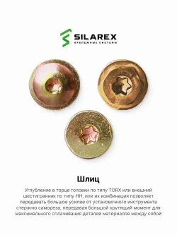 Конструкционный шуруп по дереву 8х120, головка WH - плоская пресс шайба