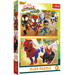Pazl \ Puzzle \ Пазлы Puzzles - "2x24" - Spidey and dinosaurs / Spidey and his Amazing Friends Marvel