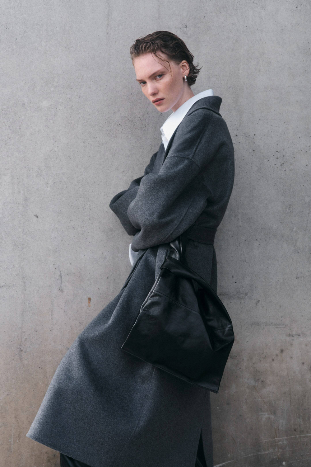 H&M Пальто ручной работы из смесовой шерсти, темно-серый