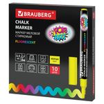 Маркер меловой "POP-ART" ЖЕЛТЫЙ, 3,5 мм, сухостираемый, для гладких поверхностей, BRAUBERG, 151520