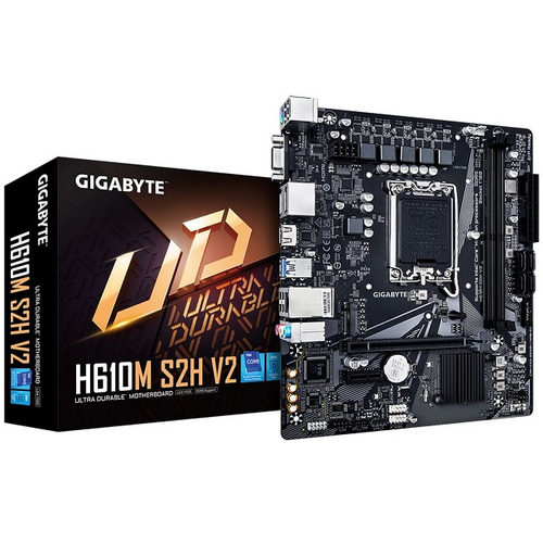 Материнская плата GIGABYTE H610M S2H V2 (LGA1700/H610/2xDDR5/PCI-E4.0x16/M.2/SB7.1/GLAN/2xDisplayPort/HDMI/VGA/mATX)
