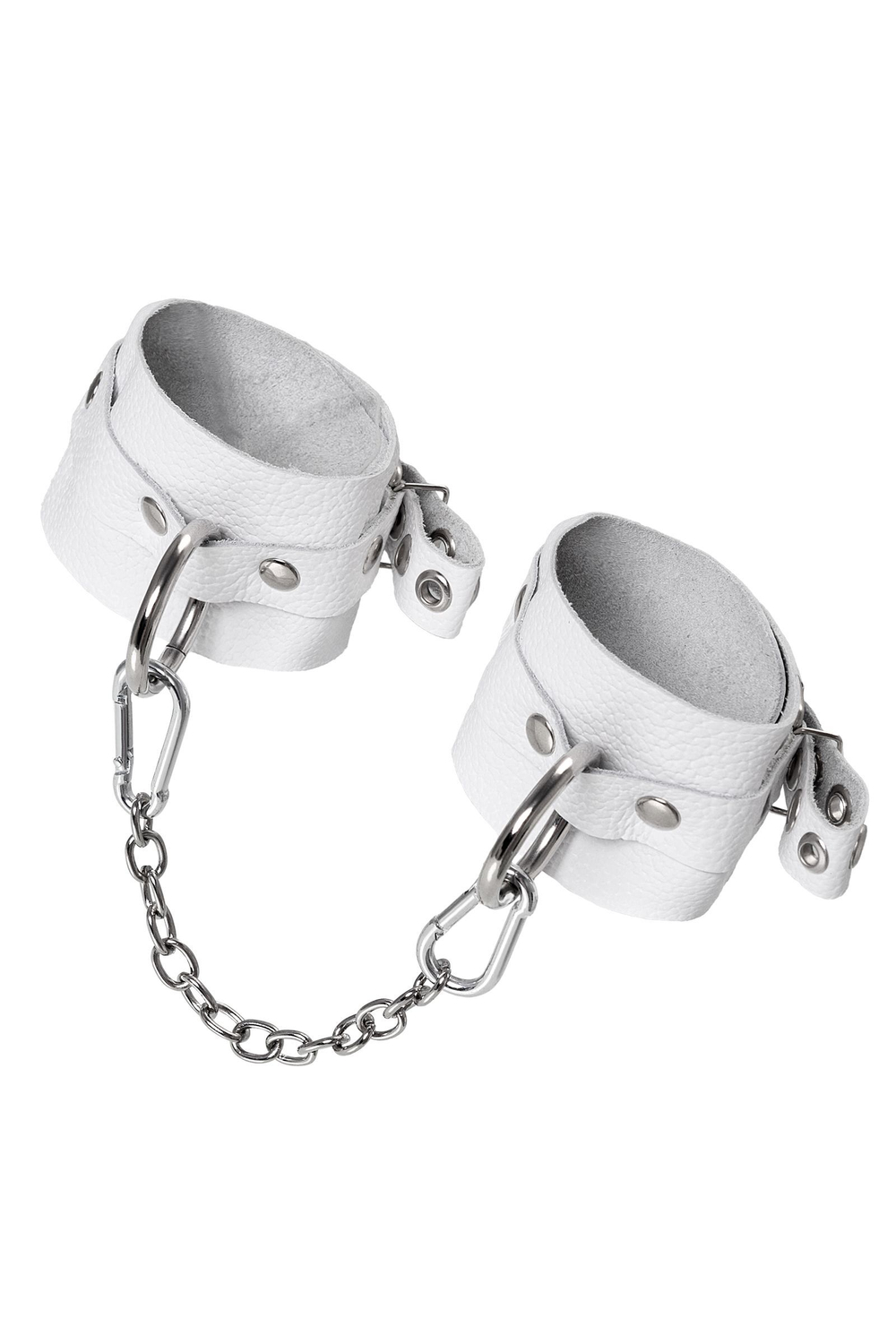 Белые мягкие кожаные оковы с люверсами
