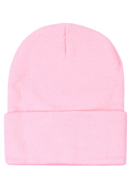 Шапка с подворотом розовая