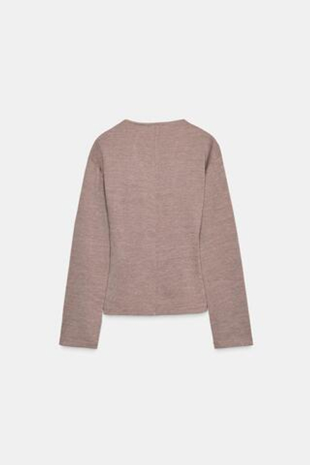 ZARA ТОП С БРОШЬЮ СБОКУ, СВЕТЛО-КОРИЧНЕВЫЙ