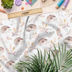 Ткань блэкаут ёжик с осенними листьями