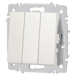 Выключатель Intro Accent 6-106-06 тройной, 10А-250В, IP20, СУ, AL/CU, перламутр