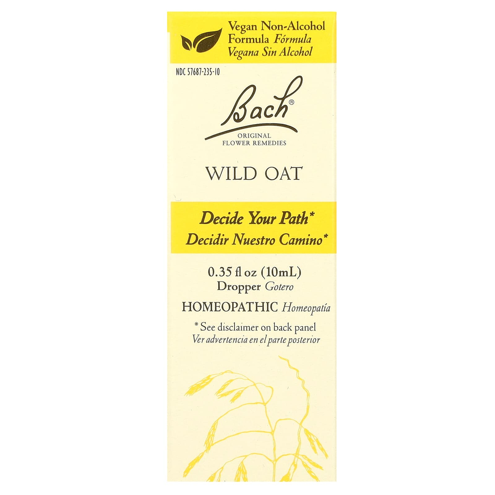 Bach, Original Flower Remedies, дикий овес, 10 мл (0,35 жидк. Унции)