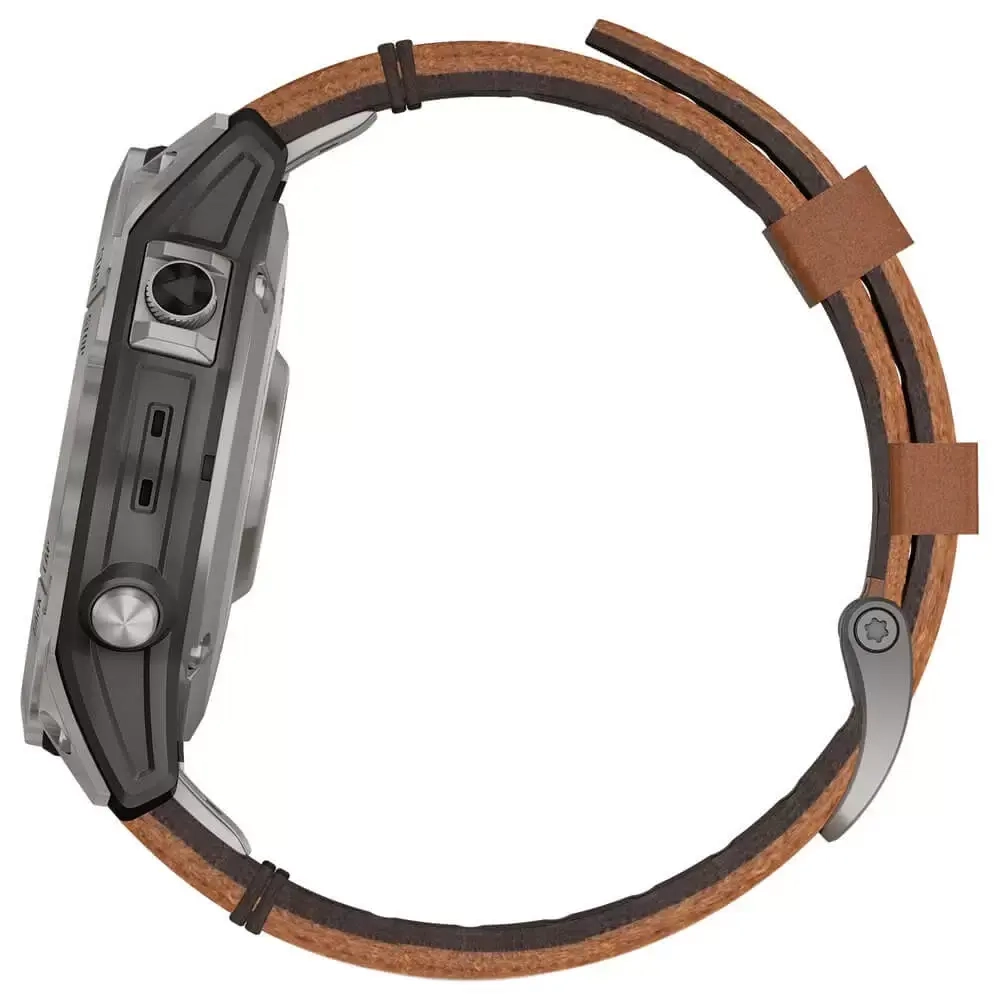 Умные часы Garmin Fenix 7 Pro Sapphire Solar, серый с коричневым кожаным ремешком (Carbon Gray Chestnut Leather Band)