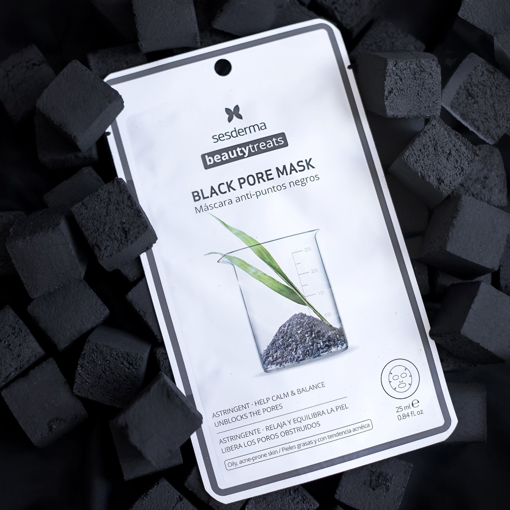 Sesderma BEAUTYTREATS Black Pore Mask - Очищающая тканевая маска для лица с экстрактом частиц угля