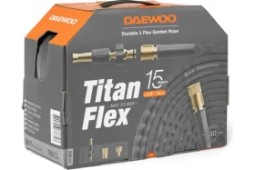 Шланг DAEWOO Titanflex 15 м, 5/8 дюймов, 15 мм, с комплектом для полива DWH 9122