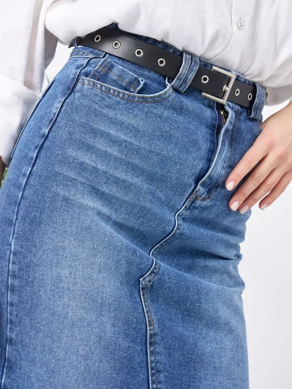 ♡︎ Юбка джинсовая длинная с разрезом ♡︎