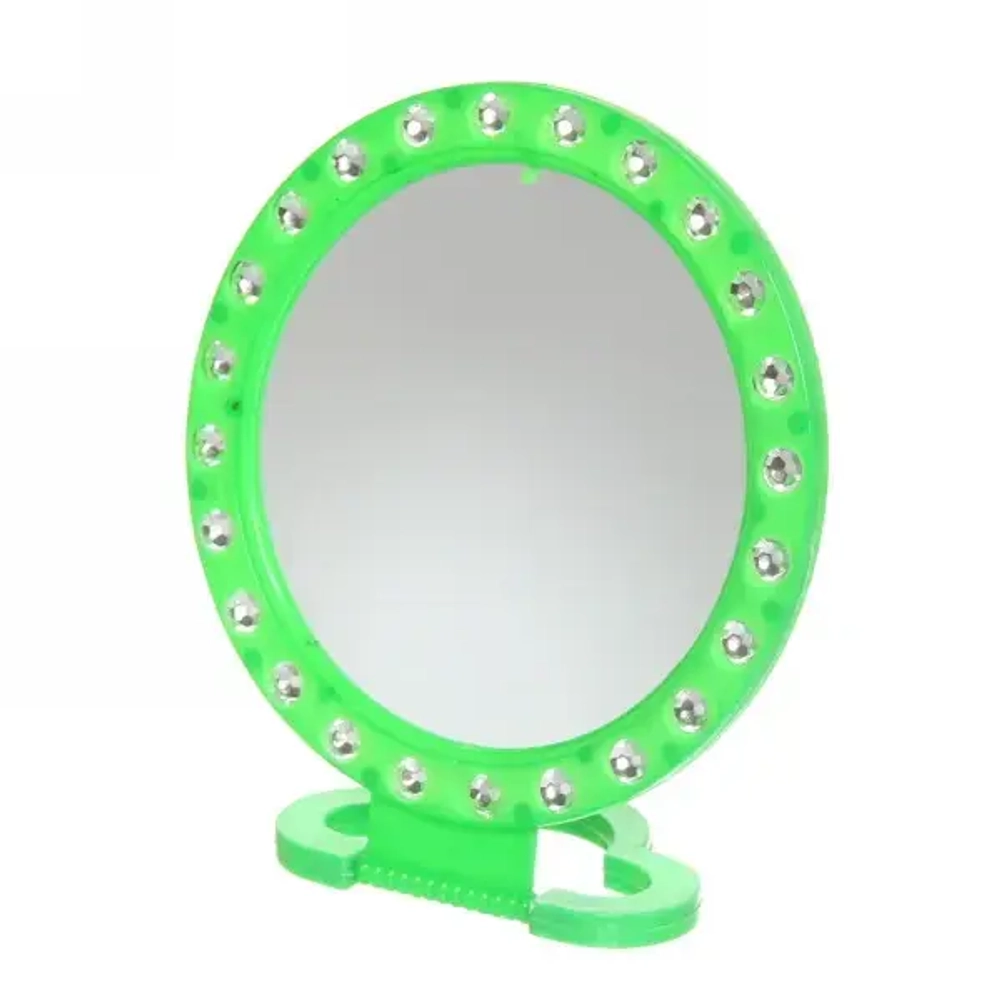 Зеркало настольное в пластиковой оправе «Белые выемки» круг, подвесное d-15см (Стикер на минивложение10шт)