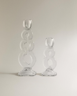 Zara Home Подсвечник из стекла, цвет прозрачный, 19 см