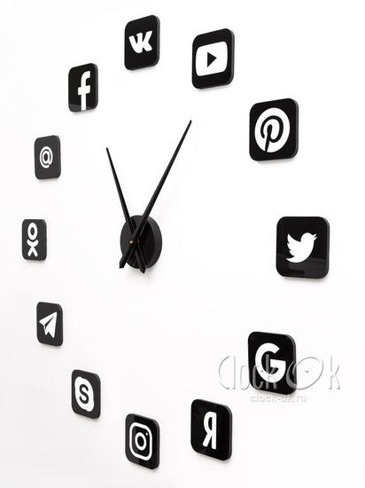 Настенные 3D часы Социальные сети