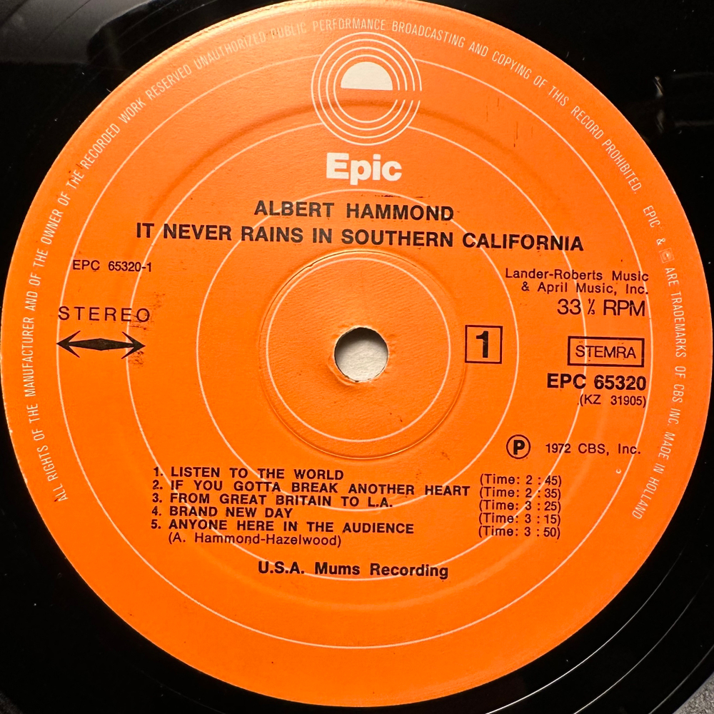 Albert Hammond - It Never Rains In Southern California (Голландия)