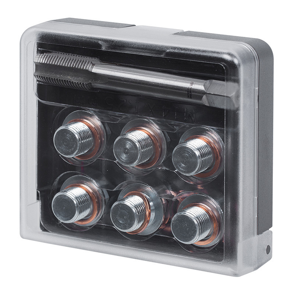 МАСТАК (103-47014C) Набор для ремонта масляных пробок М14 х 1.25, бокс, 19 предметов