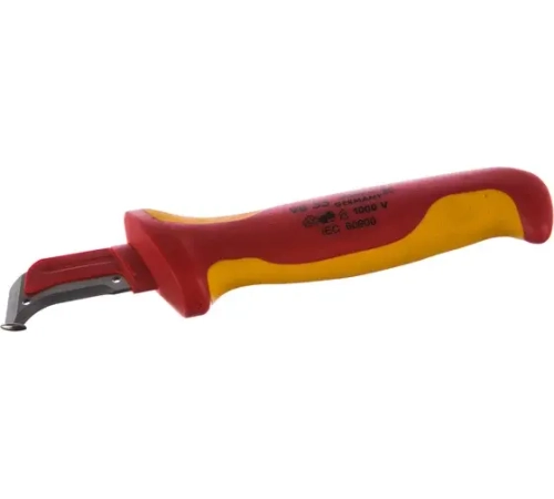 KNIPEX Нож для удаления изоляции VDE 1000V, с "пяткой", нержавеющая хирургическая сталь, L-180 мм