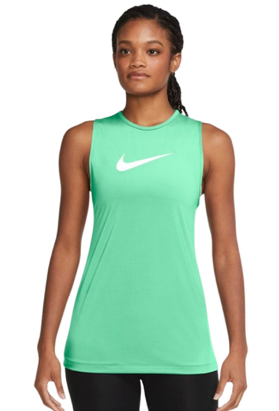 Женский топ теннисный Nike Pro Tank Essential Open Back GX W - green glow/white