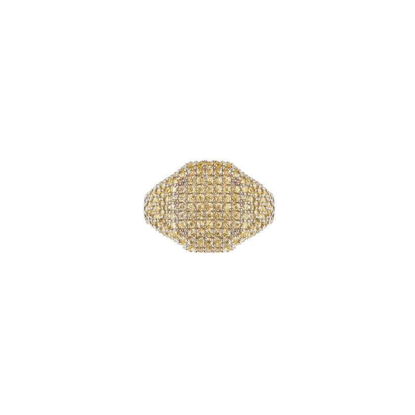 Pave Signet Ring - Yellow