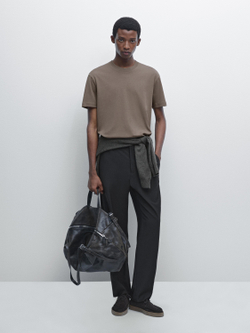 Massimo Dutti Хлопковая футболка-поло с короткими рукавами, жженый