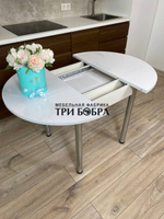 Стол круглый раздвижной "Белый глянец"