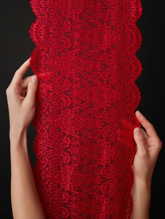 03-251 Кружево эластичное 23 см, красный 100