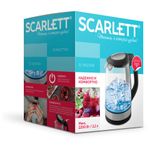 Чайник SCARLETT SC-EK27G19, 2,2 л, 2200 Вт, закрытый нагревательный элемент, стекло, черный