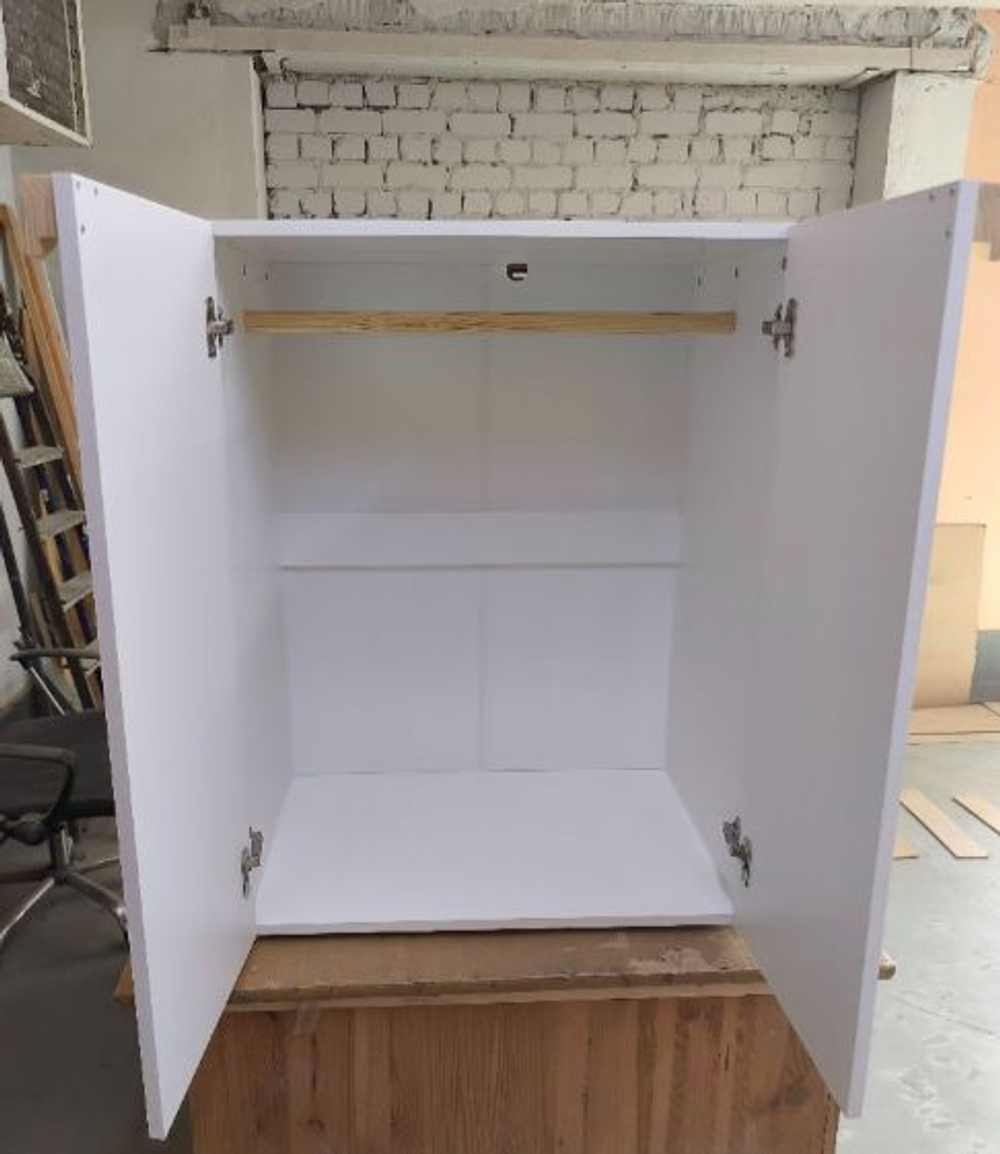 Шкаф для одежды 70х48х92, Люсьен, распашной, с ручками из сосны, белый, Dipriz