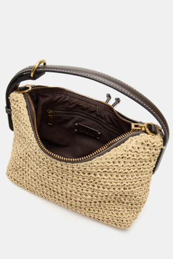 ZARA ПЛЕТЕНАЯ МИНИ-СУМКА С РУЧКОЙ, СВЕТЛО-БЕЖЕВЫЙ