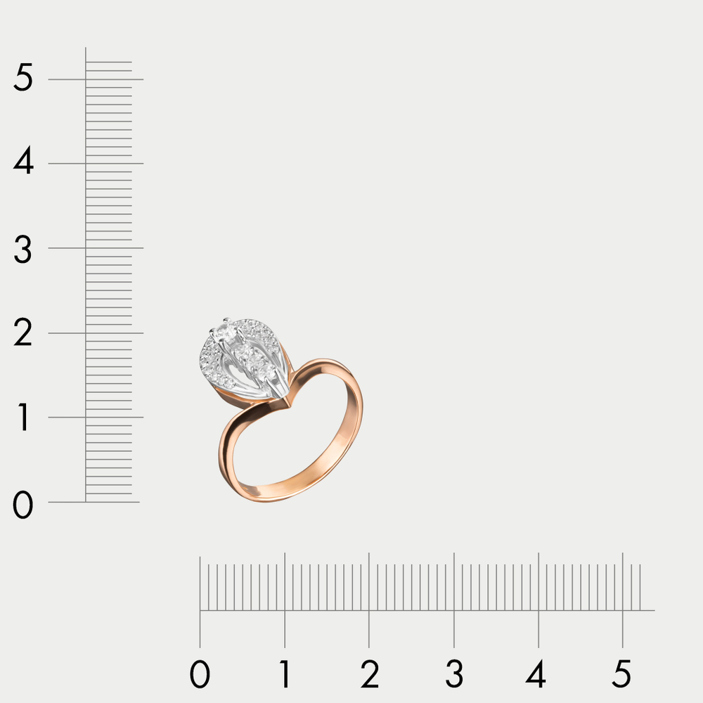 Кольцо женское из розового золота 585 пробы с фианитами (арт. К-025)