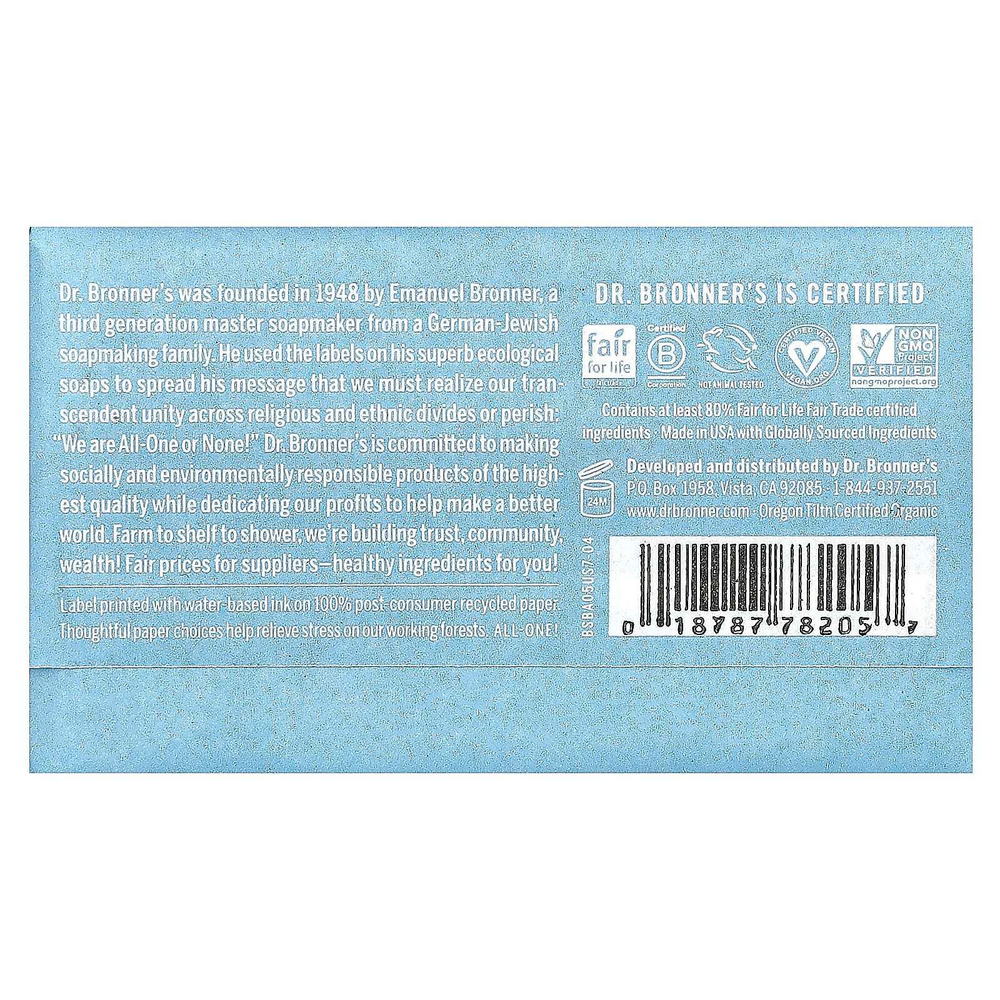 Dr. Bronner's, Pure-кастильское кусковое мыло, универсальное конопляное мыло для детей, без запаха, 1 шт., 140 г (5 унций)